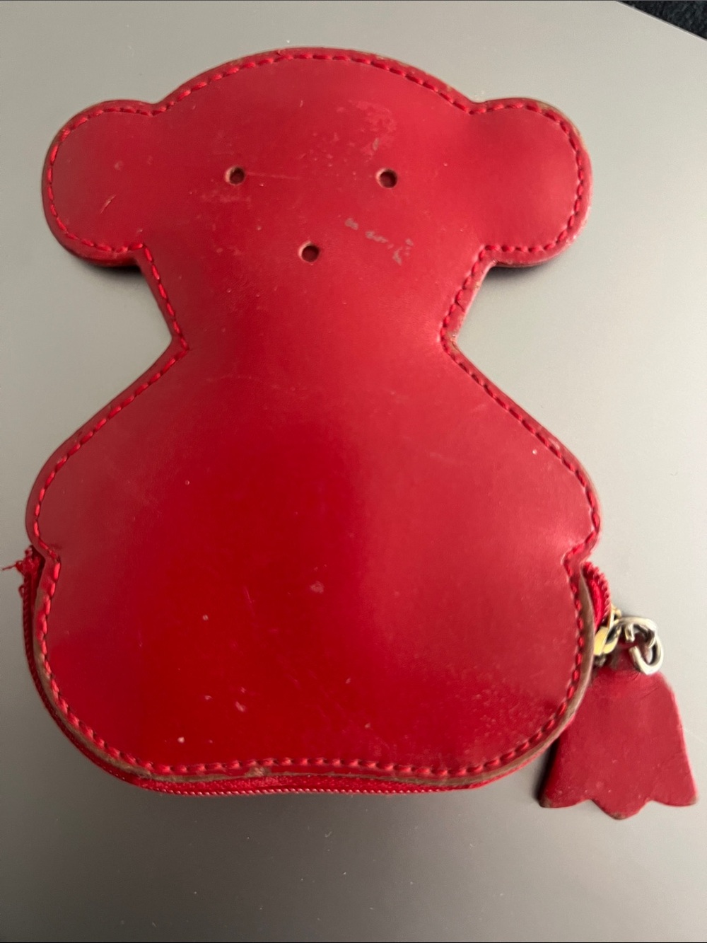 TOUS Red Bear-Shaped Leather Coin Pouch